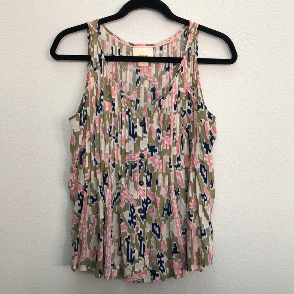 Anthropologie Maeve Button Front Swing Tank